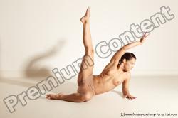 Nude Gymnastic poses Woman White Moving poses Athletic medium brown Dynamic poses Pinup